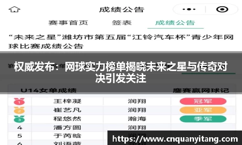 权威发布：网球实力榜单揭晓未来之星与传奇对决引发关注